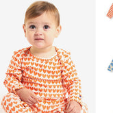 Baby Heart Print Pattern Envelope Collar Long Sleeve Romper-0